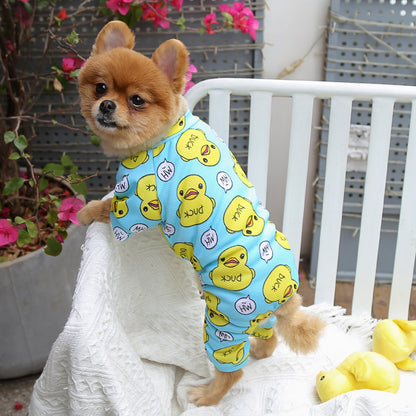 Cozy Polyester Duck Print Pet Onesie