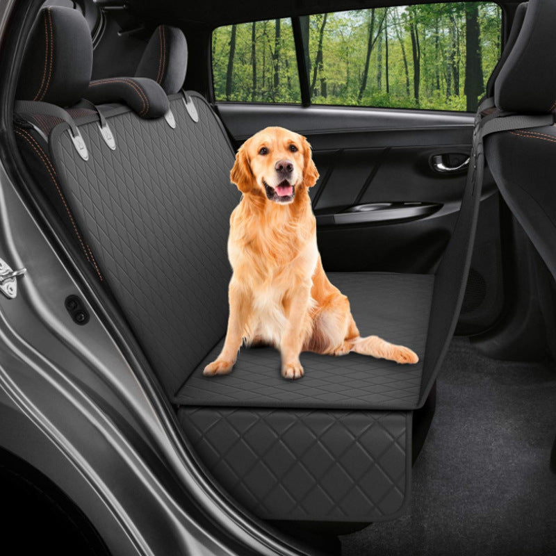 Dog Car Seat Cover with Mesh Window & Storage Pocket