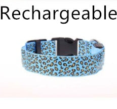 LED Adjustable Leopard Print Dog Collar