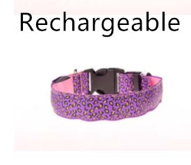 LED Adjustable Leopard Print Dog Collar