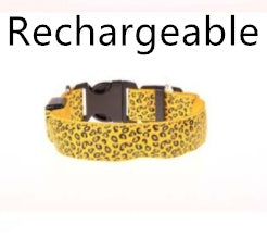 LED Adjustable Leopard Print Dog Collar