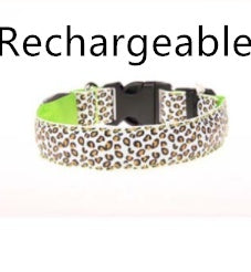 LED Adjustable Leopard Print Dog Collar