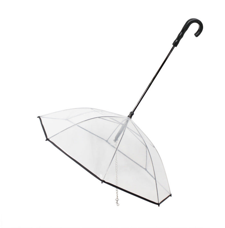 Transparent Dog Umbrella with Removable Traction Chain