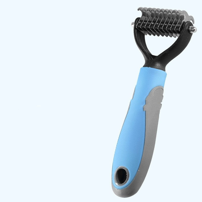 Double-Sided Pet Fur Knot Cutter & Grooming Brush