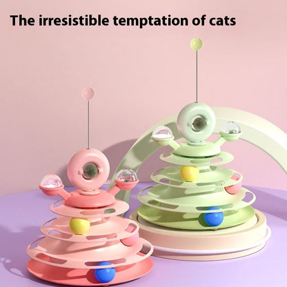 4-Level Cat Toy Tower Interactive Puzzle