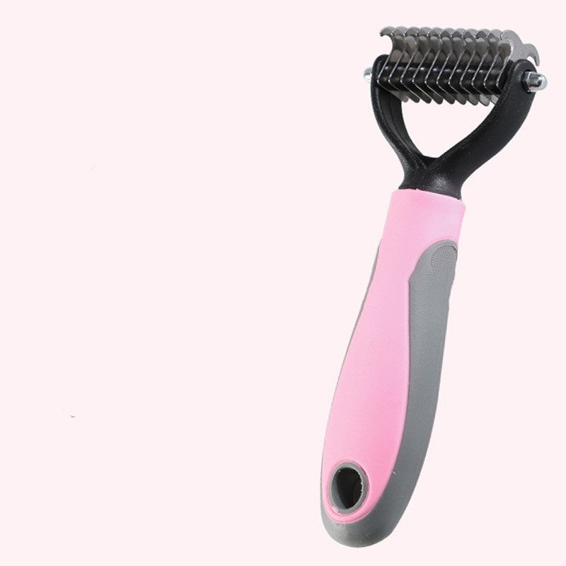 Double-Sided Pet Fur Knot Cutter & Grooming Brush