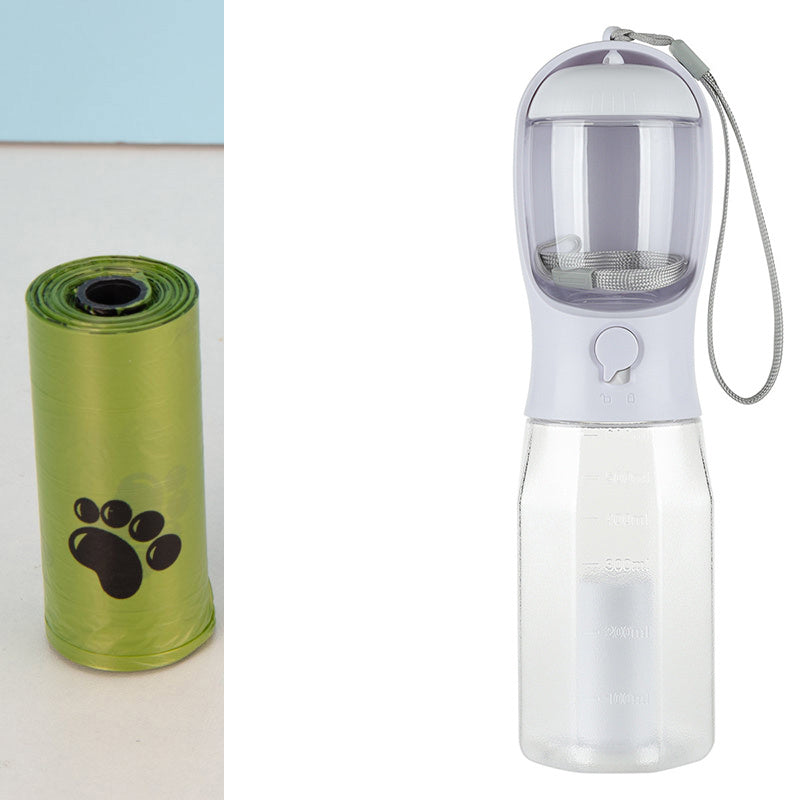 3-in-1 Portable Pet Water Bottle, Food Feeder & Poop Dispenser