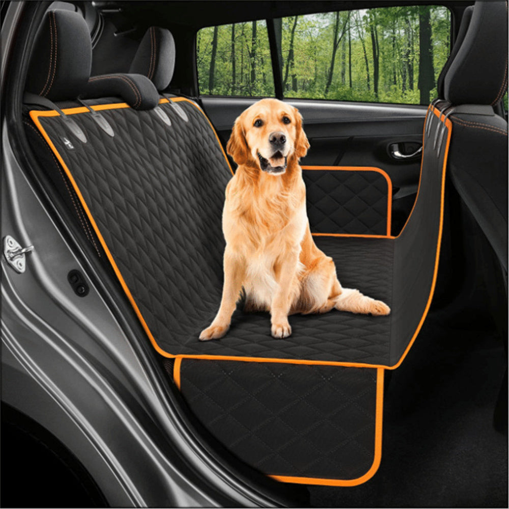 Dog Car Seat Cover with Mesh Window & Storage Pocket