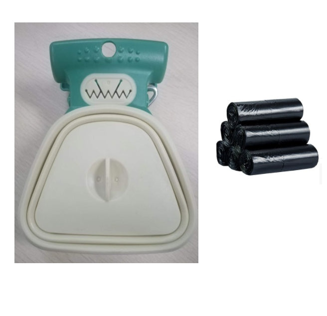 Portable Dog Poop Bag Dispenser with Foldable Scoop