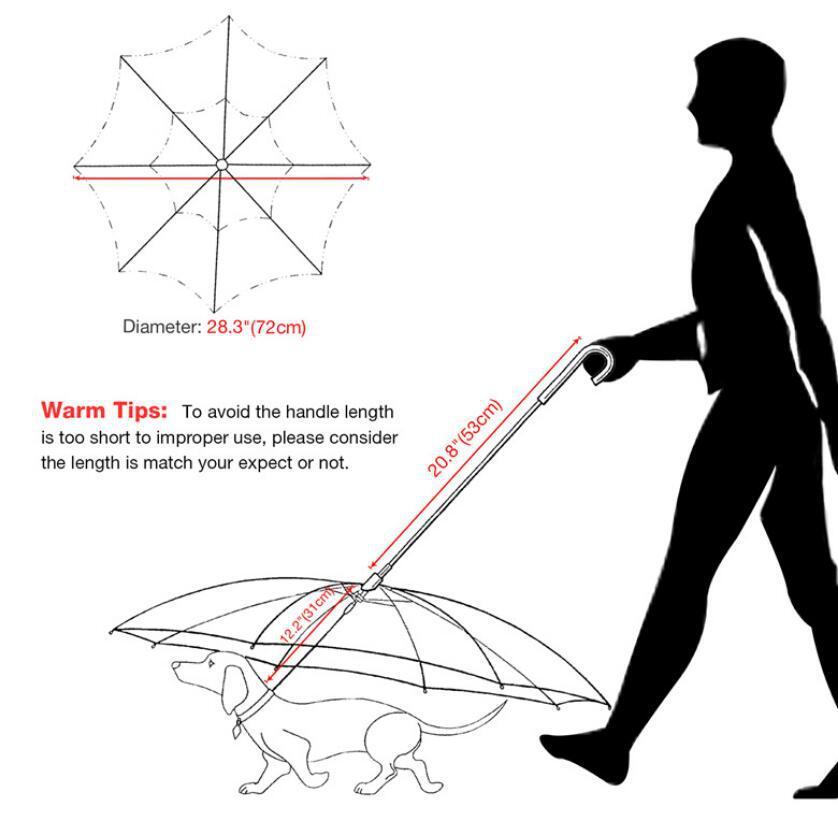 Transparent Dog Umbrella with Removable Traction Chain