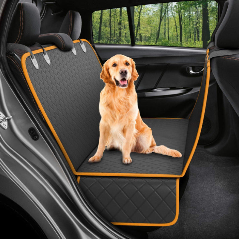 Dog Car Seat Cover with Mesh Window & Storage Pocket