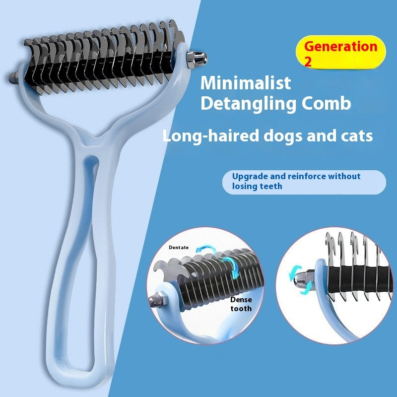 Double-Sided Pet Fur Knot Cutter & Grooming Brush