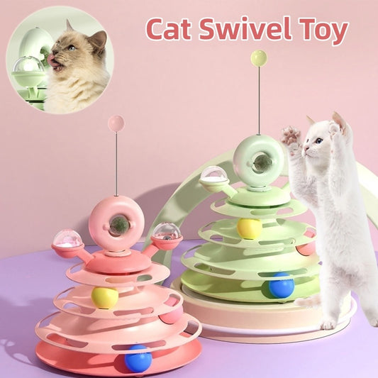 4-Level Cat Toy Tower Interactive Puzzle