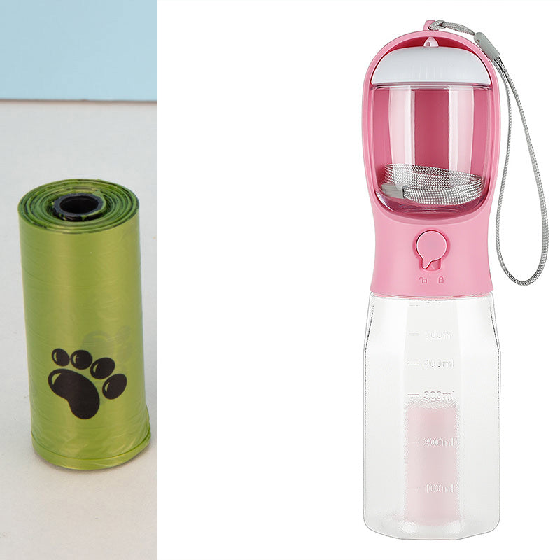 3-in-1 Portable Pet Water Bottle, Food Feeder & Poop Dispenser