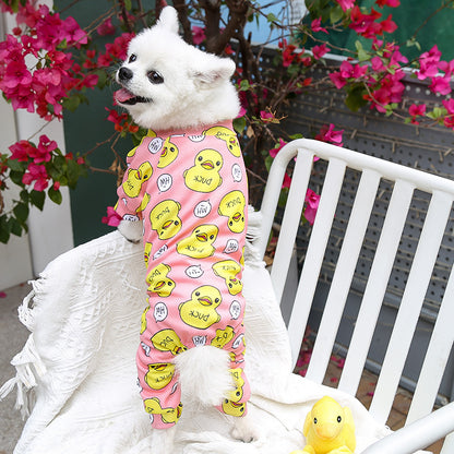 Cozy Polyester Duck Print Pet Onesie