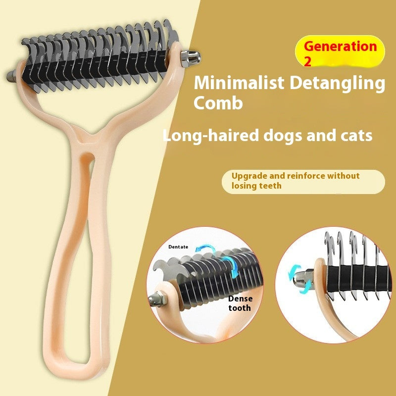 Double-Sided Pet Fur Knot Cutter & Grooming Brush