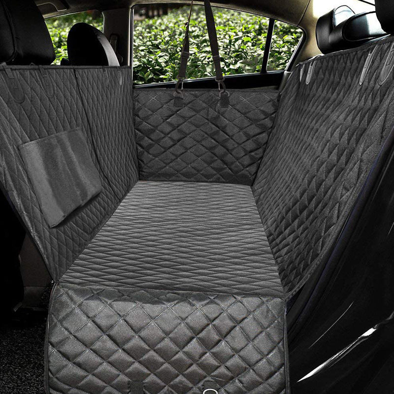 Dog Car Seat Cover with Mesh Window & Storage Pocket