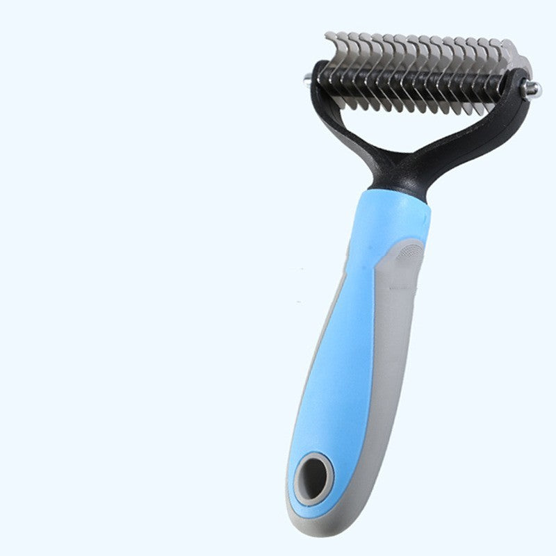 Double-Sided Pet Fur Knot Cutter & Grooming Brush