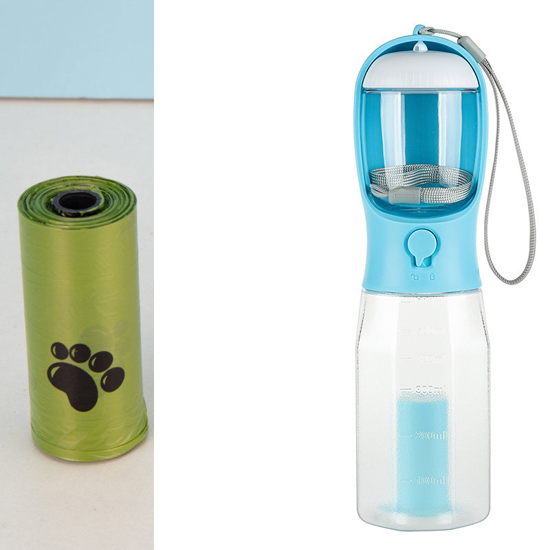 3-in-1 Portable Pet Water Bottle, Food Feeder & Poop Dispenser