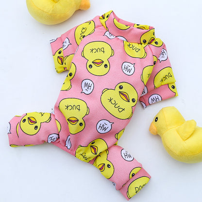 Cozy Polyester Duck Print Pet Onesie